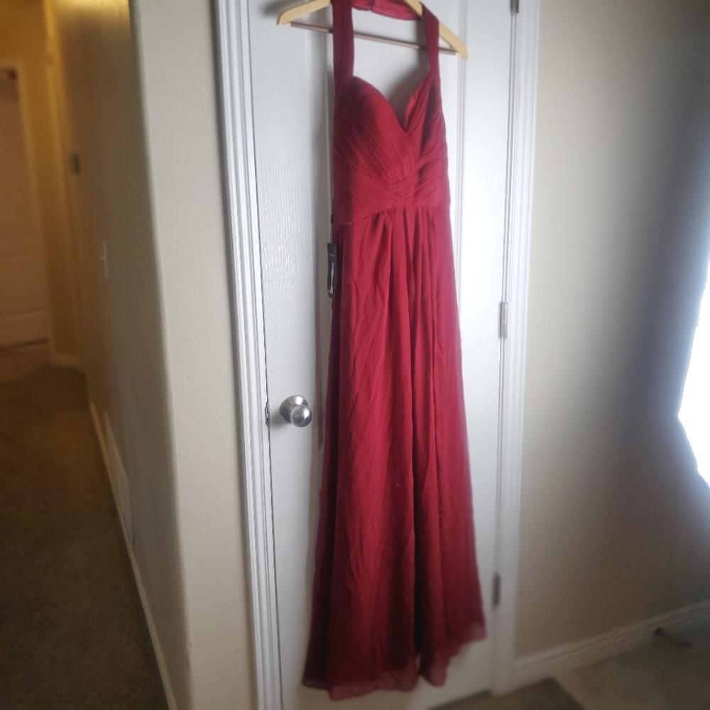 NWT Ever Pretty V Neck Halter Formal Maxi Dress Burgundy Red Size Size 4